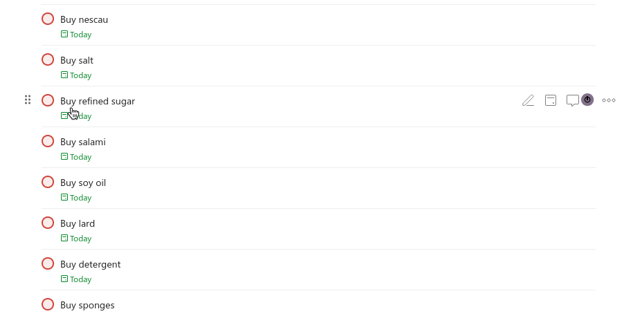 List of tasks